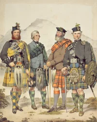 Quatre gentilshommes en costume écossais, 1869